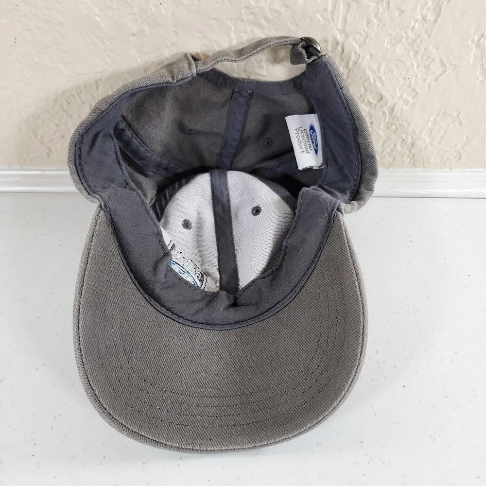 Built Ford Tough Logo Gray Adjustable Hat Vintage Dad Mom Workwear - Picture 8 of 10